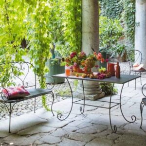 Steel, iron tables and chairs